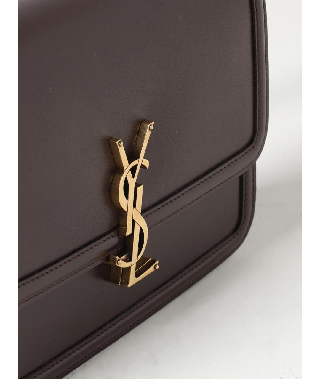 SAINT LAURENT Коричневая кожаная сумка на плечо, фото 4