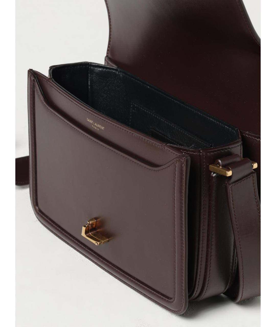 SAINT LAURENT Коричневая кожаная сумка на плечо, фото 5