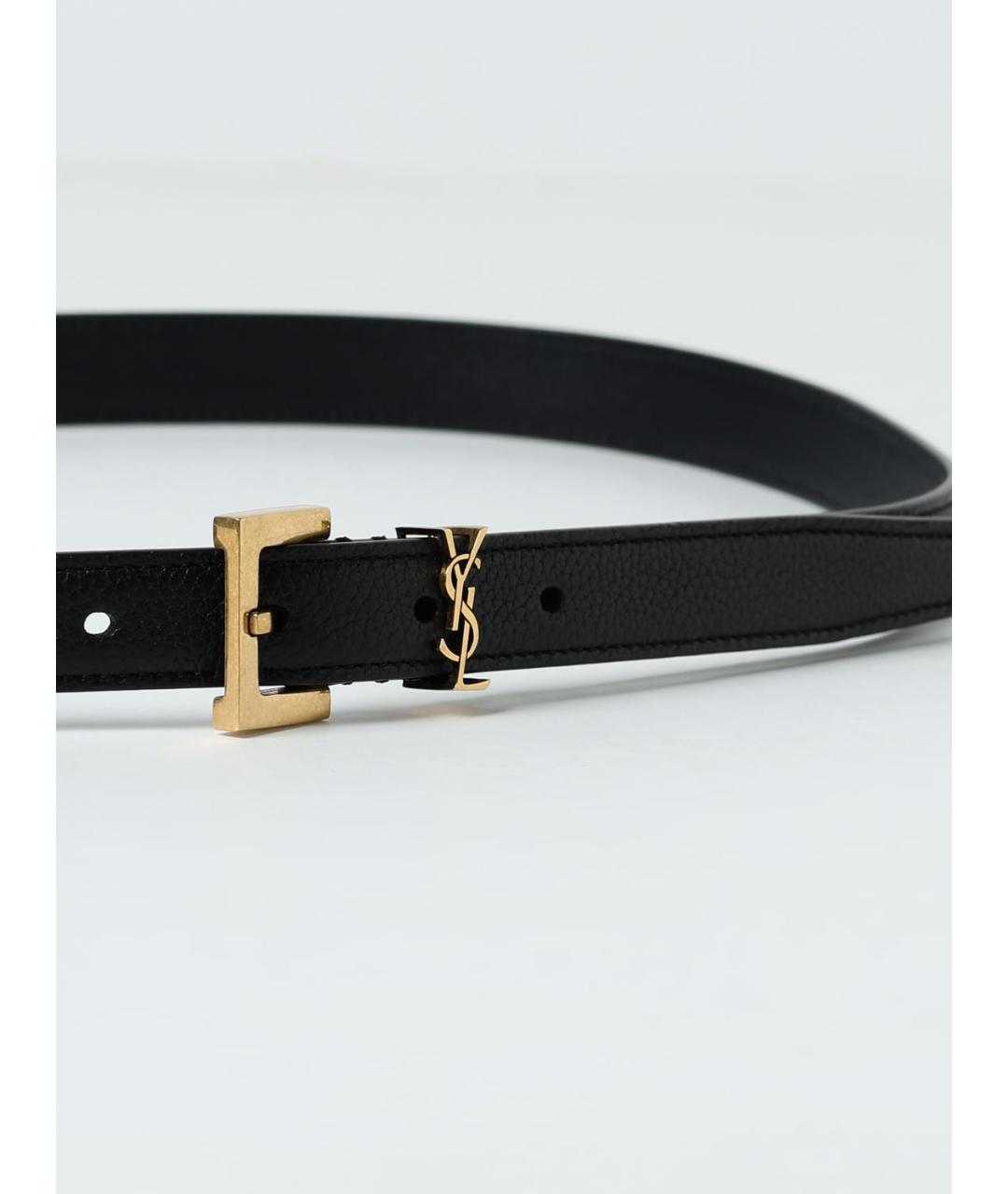 SAINT LAURENT Черный кожаный ремень, фото 2