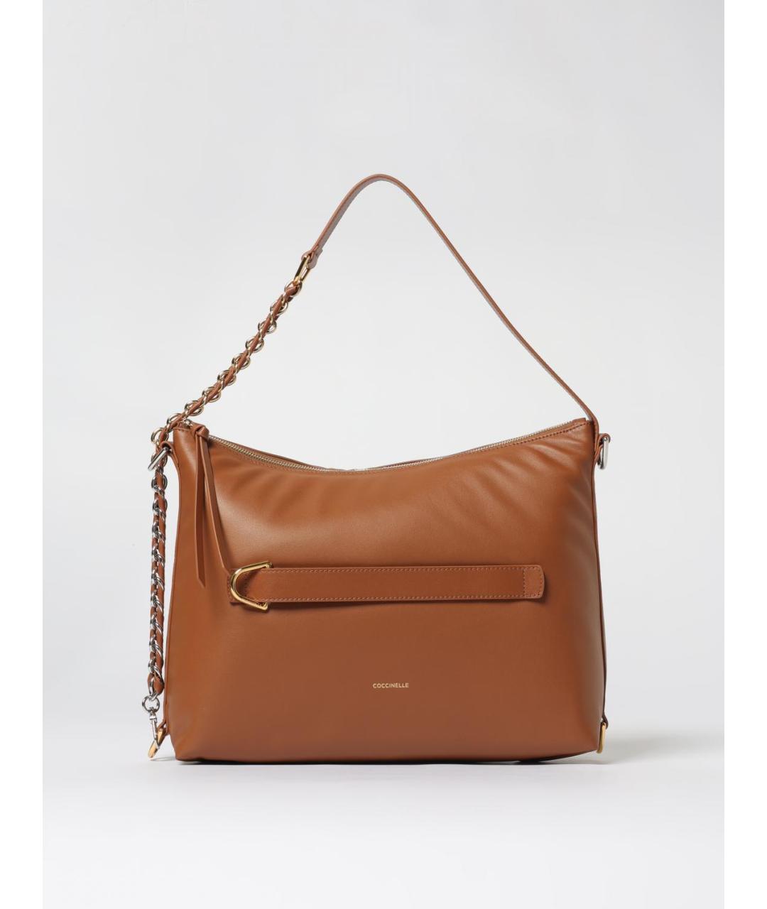 COCCINELLE Коричневая кожаная сумка через плечо, фото 4
