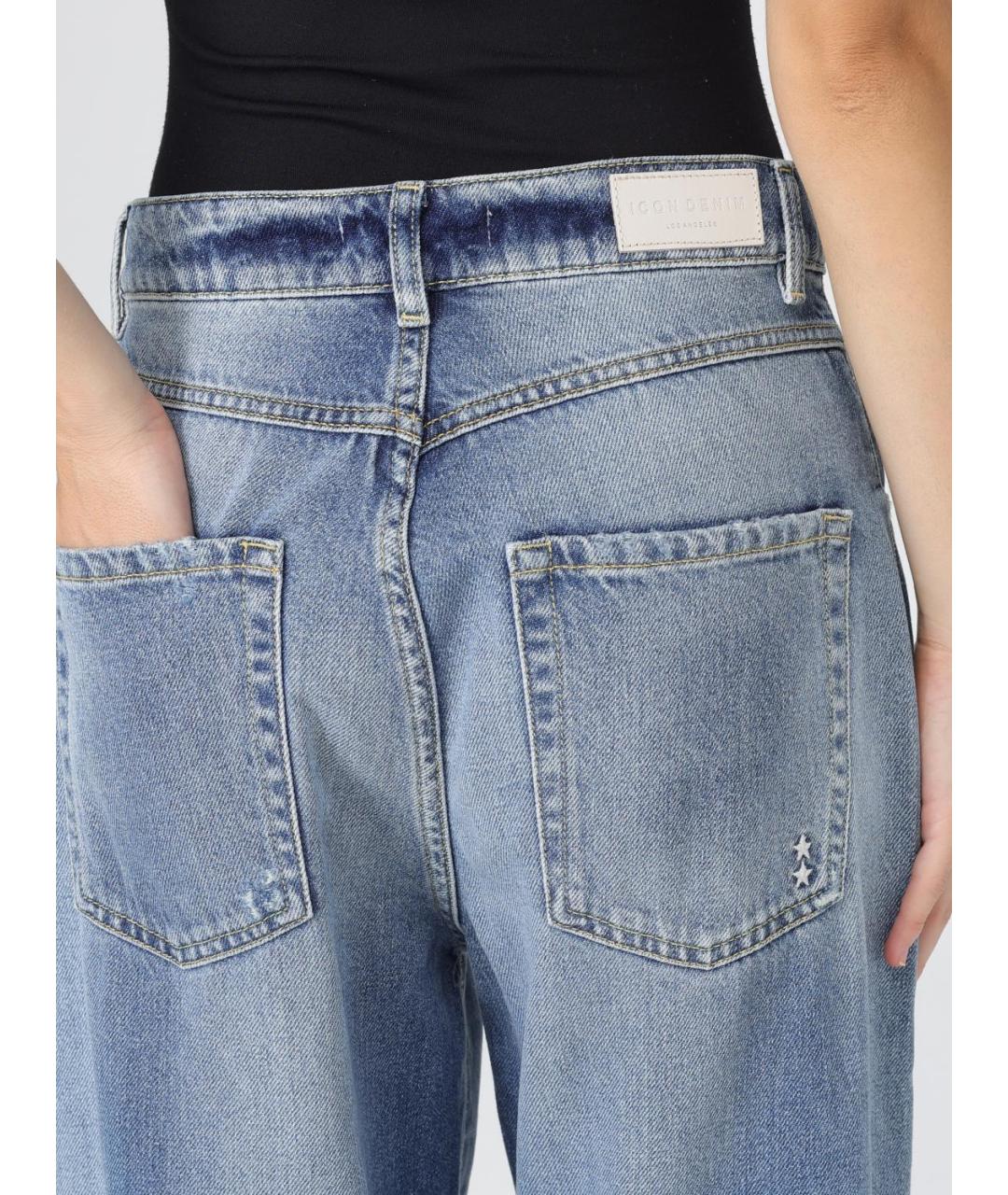 ICON DENIM Синие хлопковые прямые джинсы, фото 3