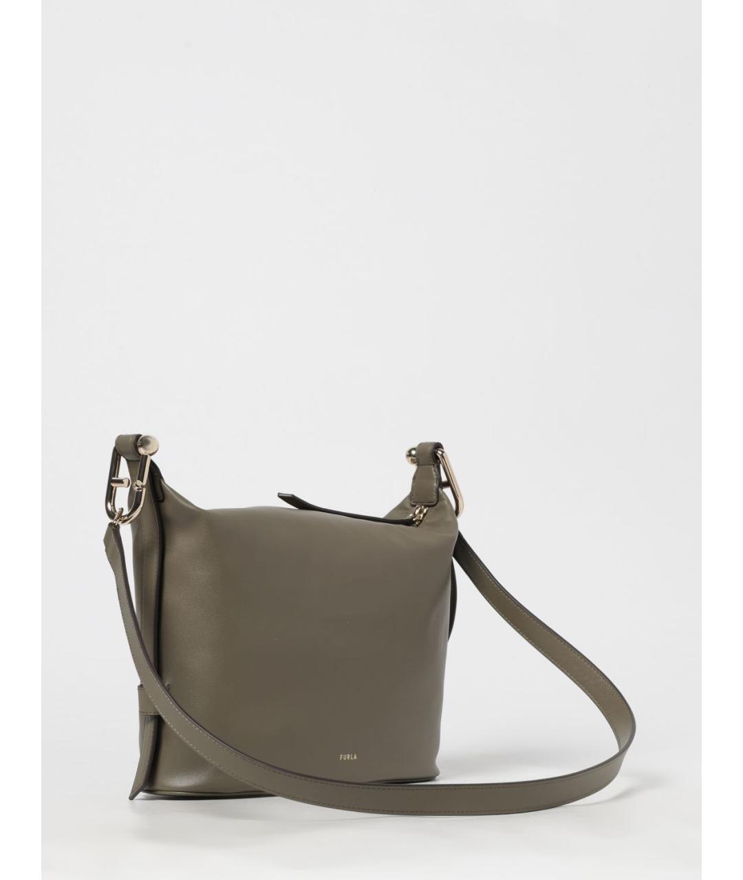 FURLA Зеленая кожаная сумка через плечо, фото 2