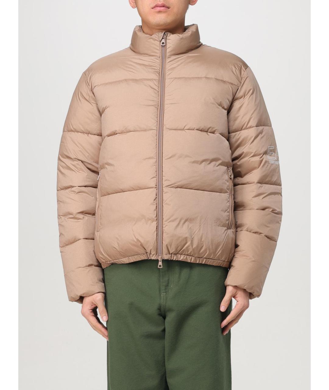 EA7 Бежевая полиамидовая куртка, фото 5