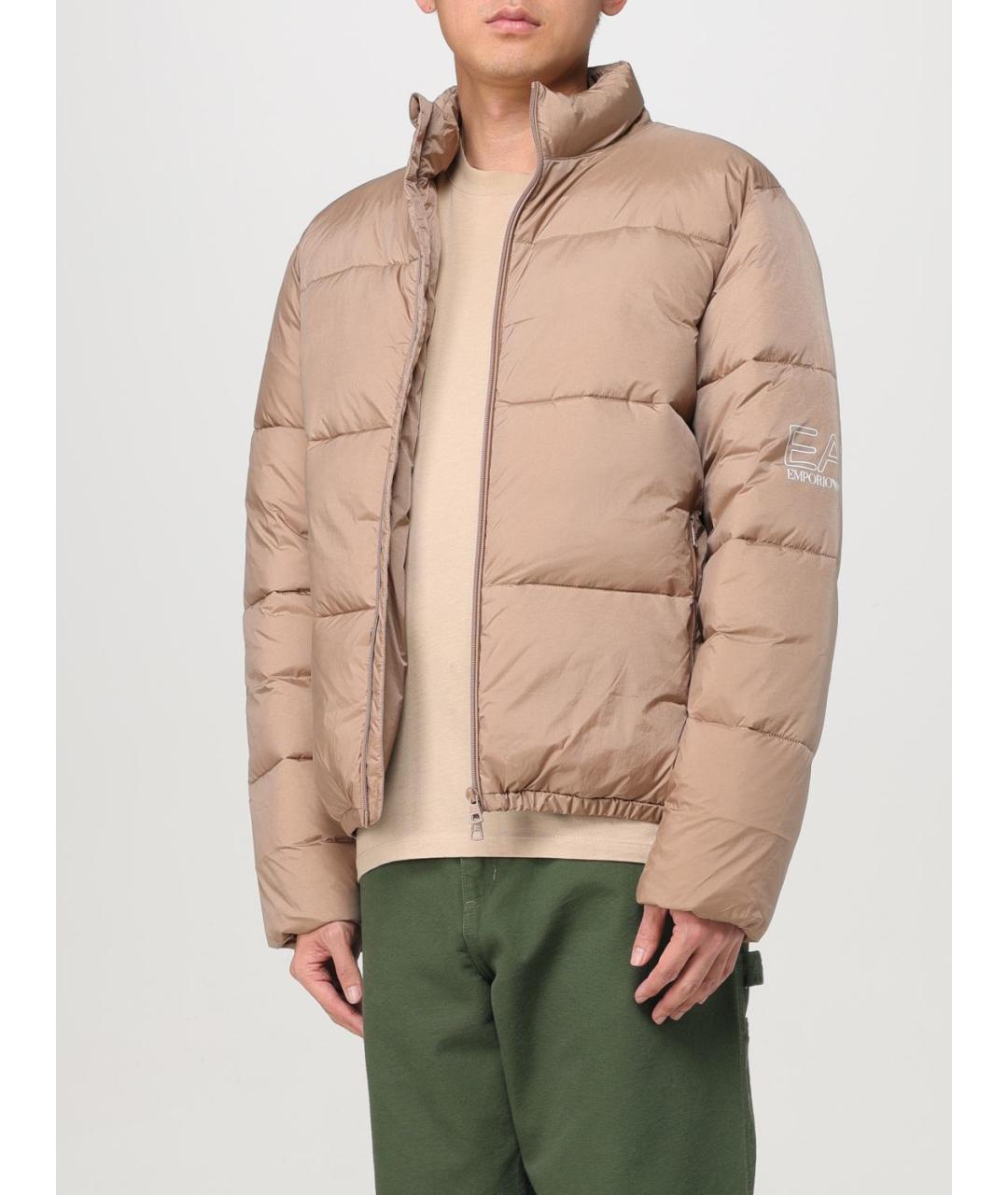 EA7 Бежевая полиамидовая куртка, фото 3
