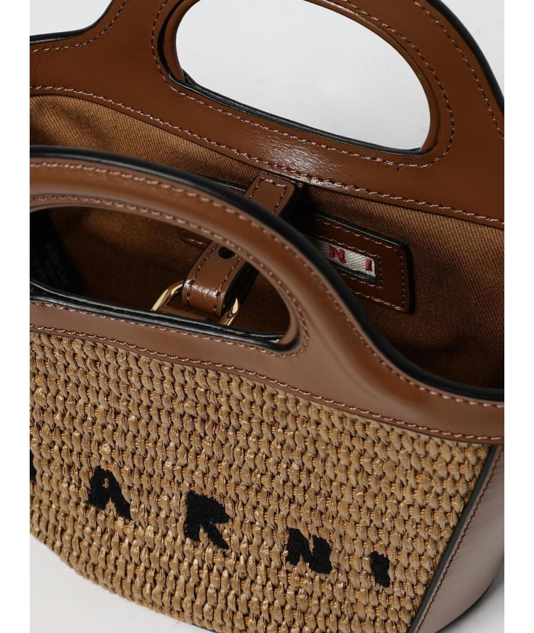MARNI Коричневая пелетеная сумка тоут, фото 5