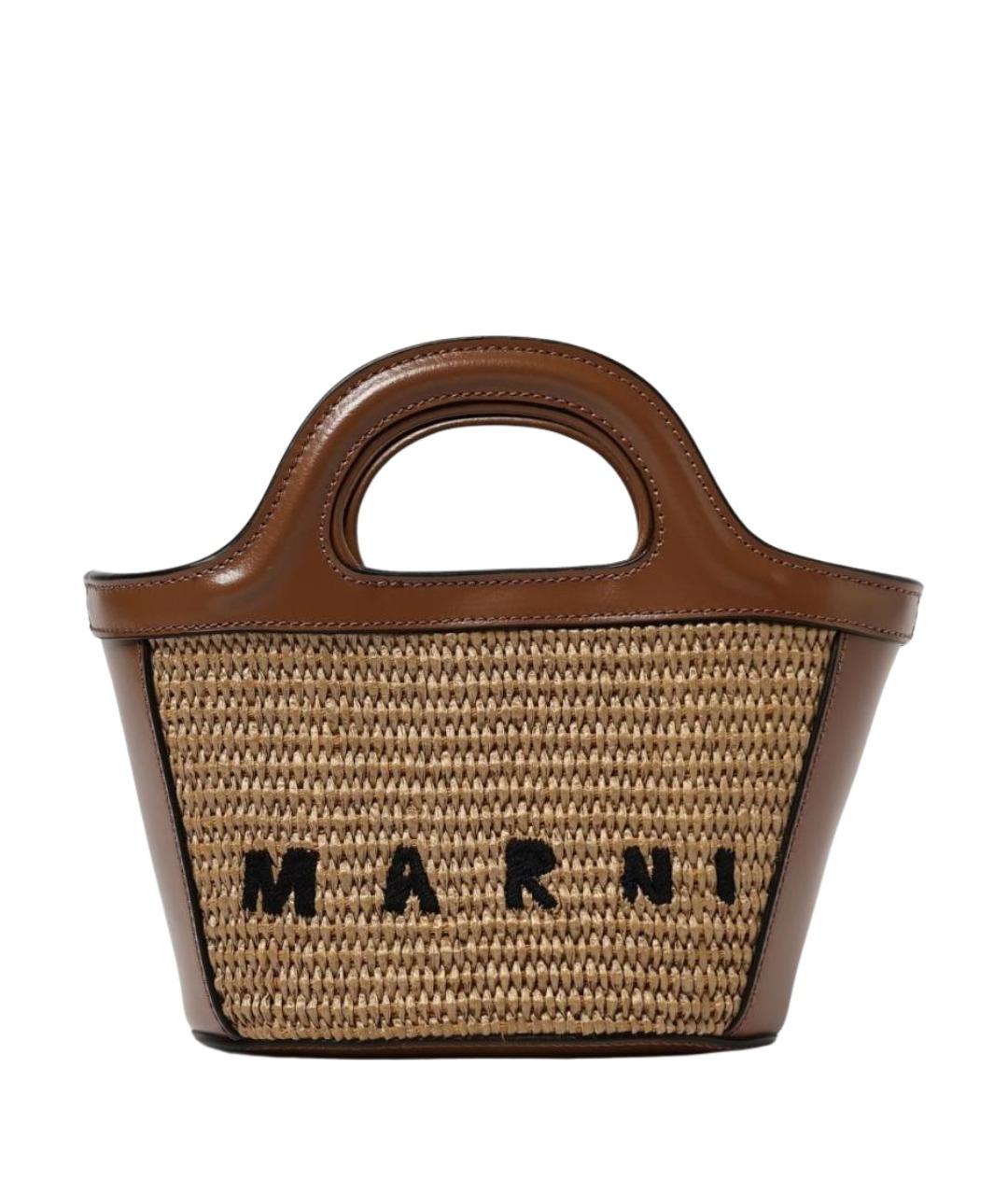 MARNI Коричневая пелетеная сумка тоут, фото 1