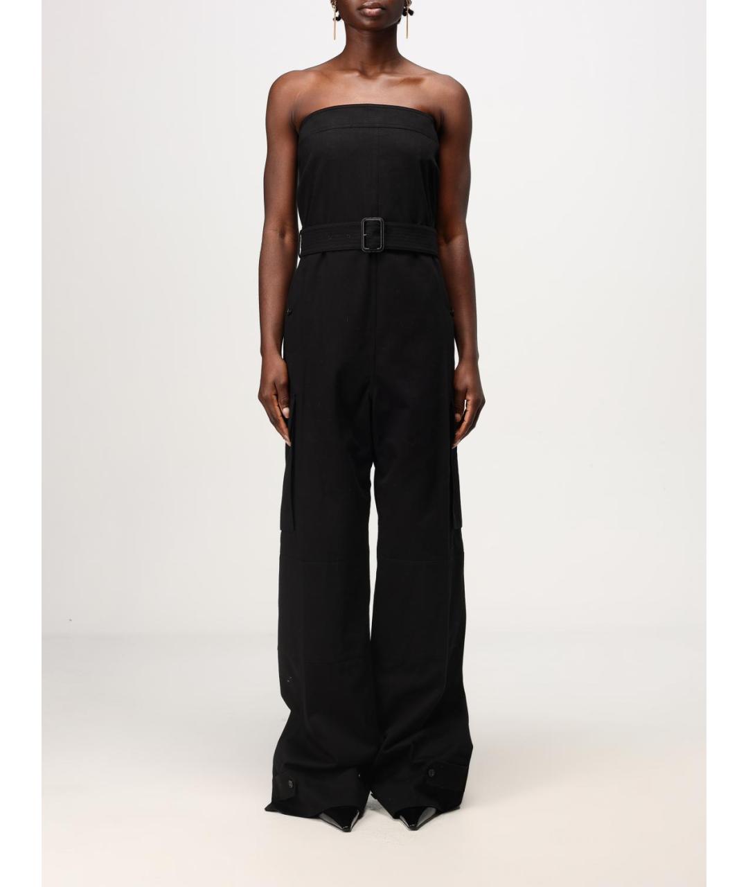 SAINT LAURENT Черный хлопковый комбинезон, фото 2