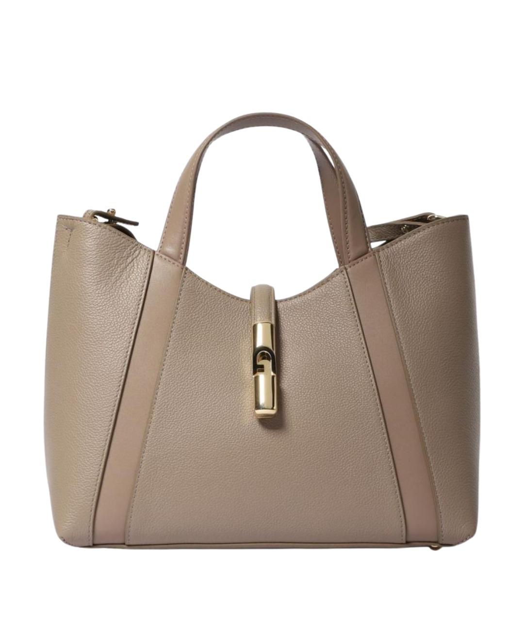 FURLA Бежевая кожаная сумка тоут, фото 1