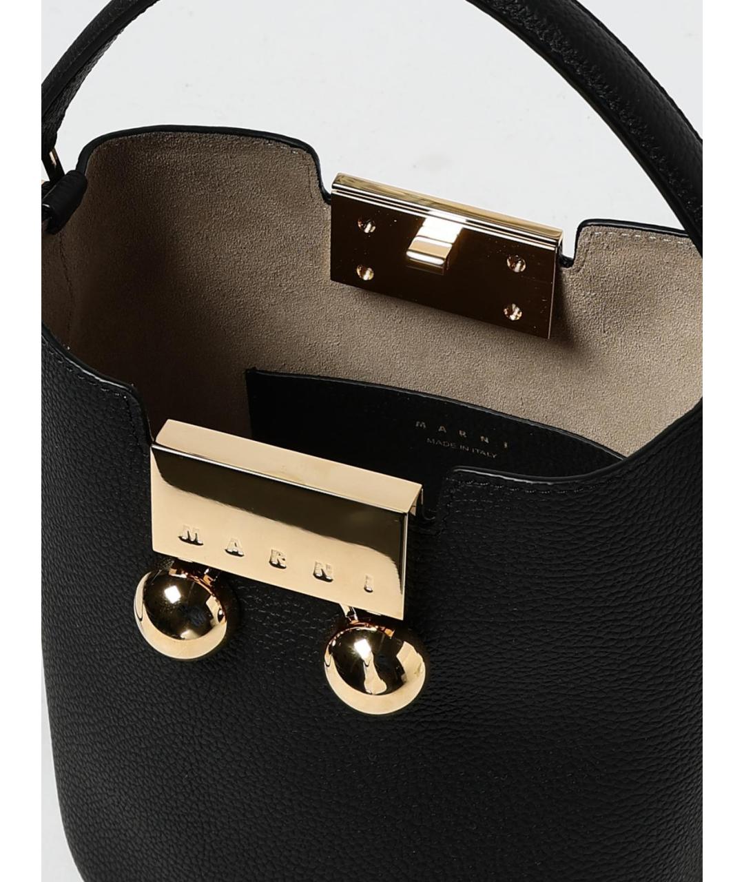 MARNI Черная кожаная сумка через плечо, фото 5