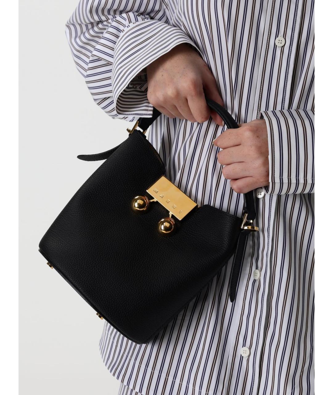 MARNI Черная кожаная сумка через плечо, фото 2