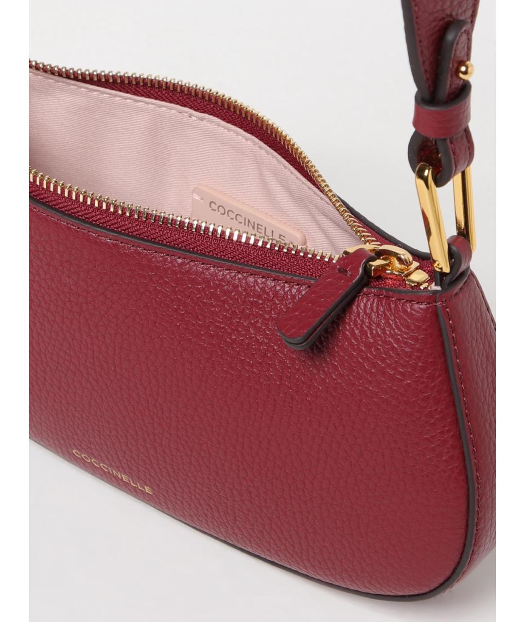 COCCINELLE Бордовая кожаная сумка через плечо, фото 3