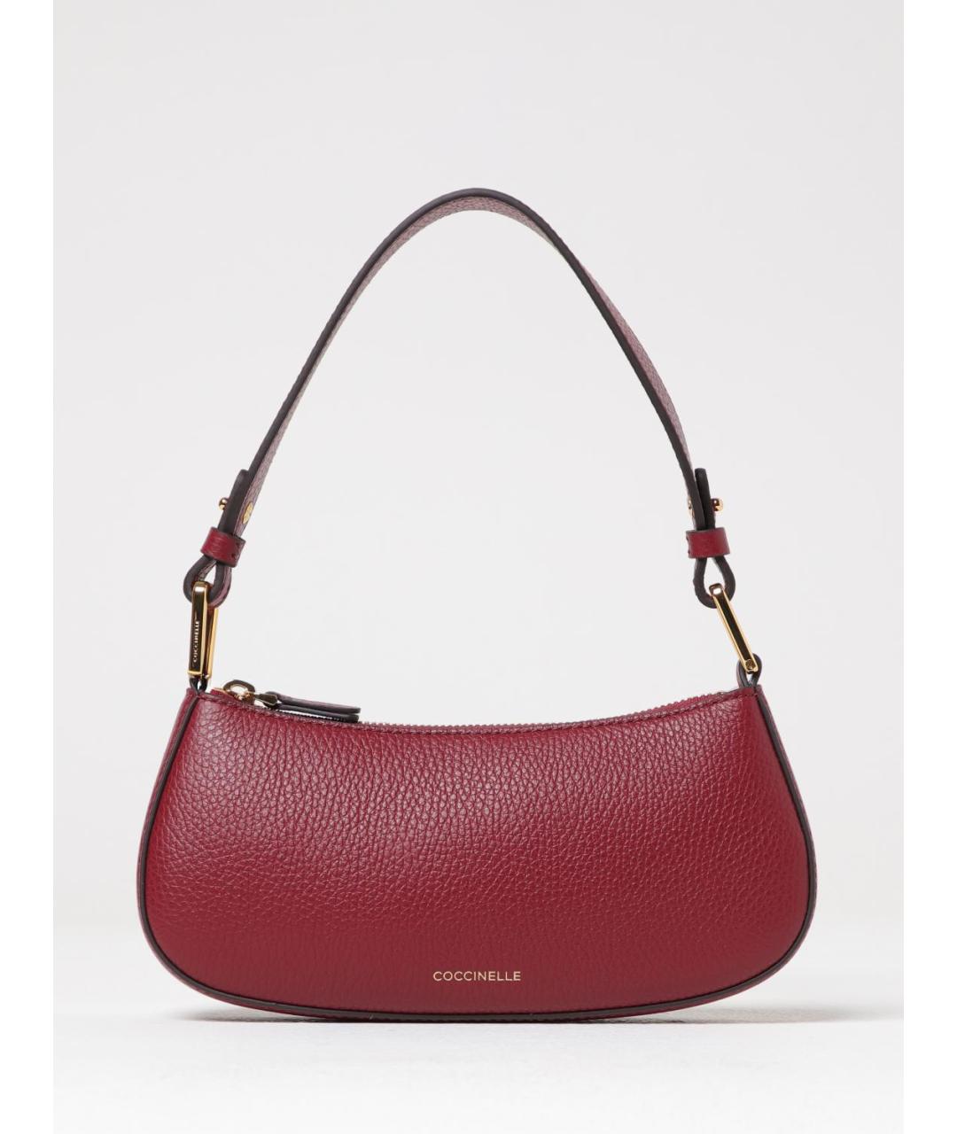 COCCINELLE Бордовая кожаная сумка через плечо, фото 4