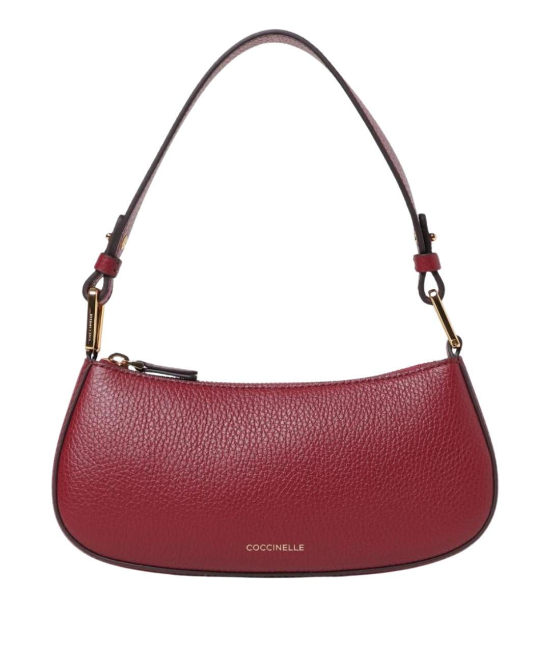 COCCINELLE Бордовая кожаная сумка через плечо, фото 1