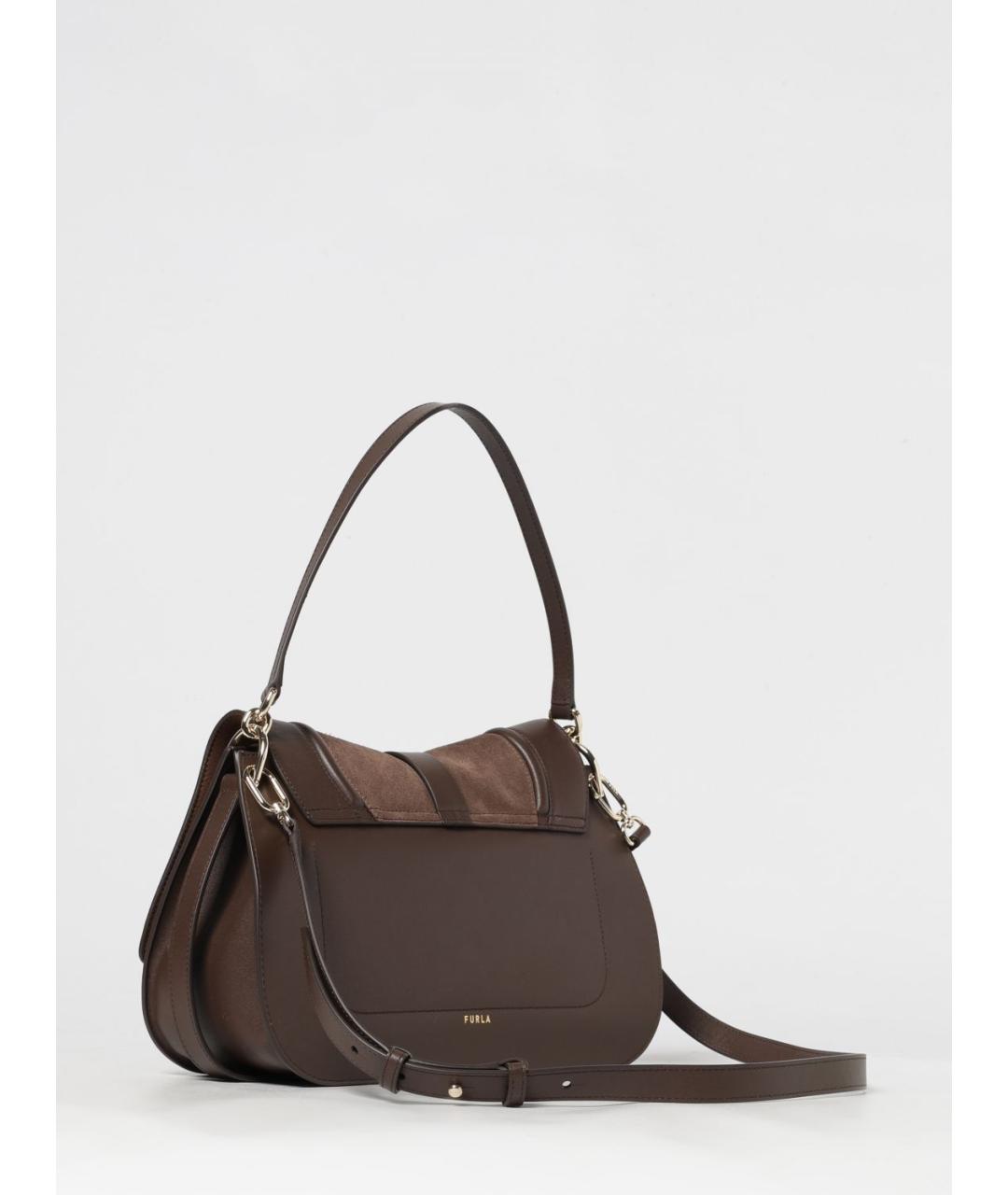 FURLA Коричневая кожаная сумка через плечо, фото 2