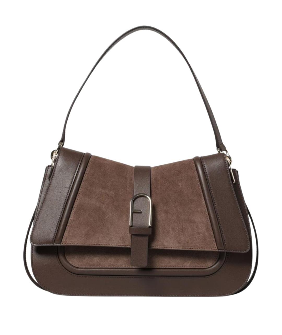 FURLA Коричневая кожаная сумка через плечо, фото 1