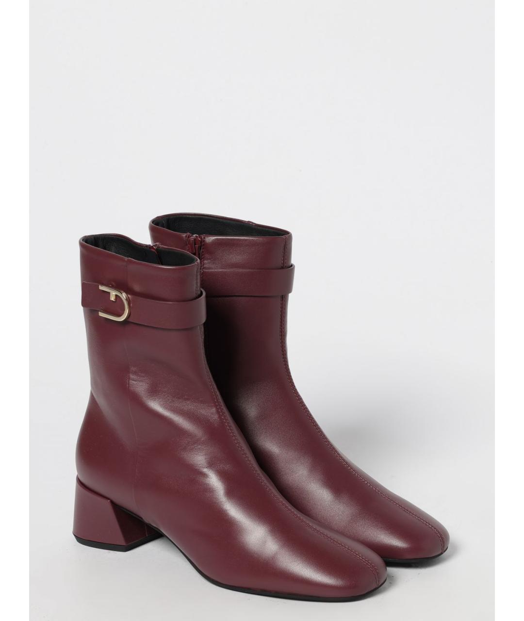 FURLA Бордовые кожаные ботильоны, фото 2