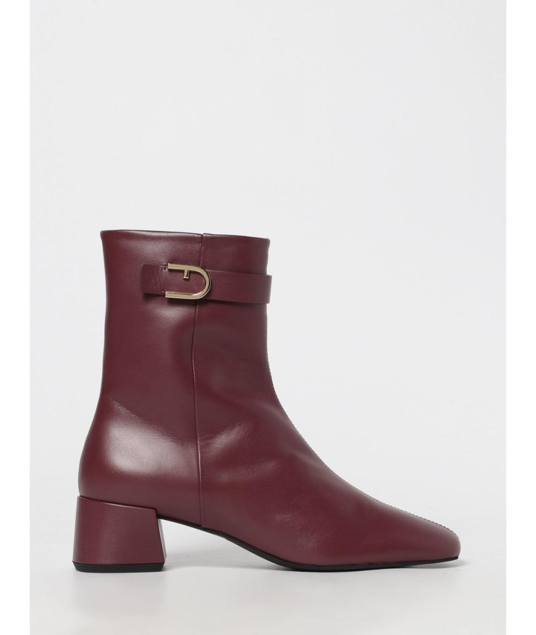 FURLA Бордовые кожаные ботильоны, фото 4
