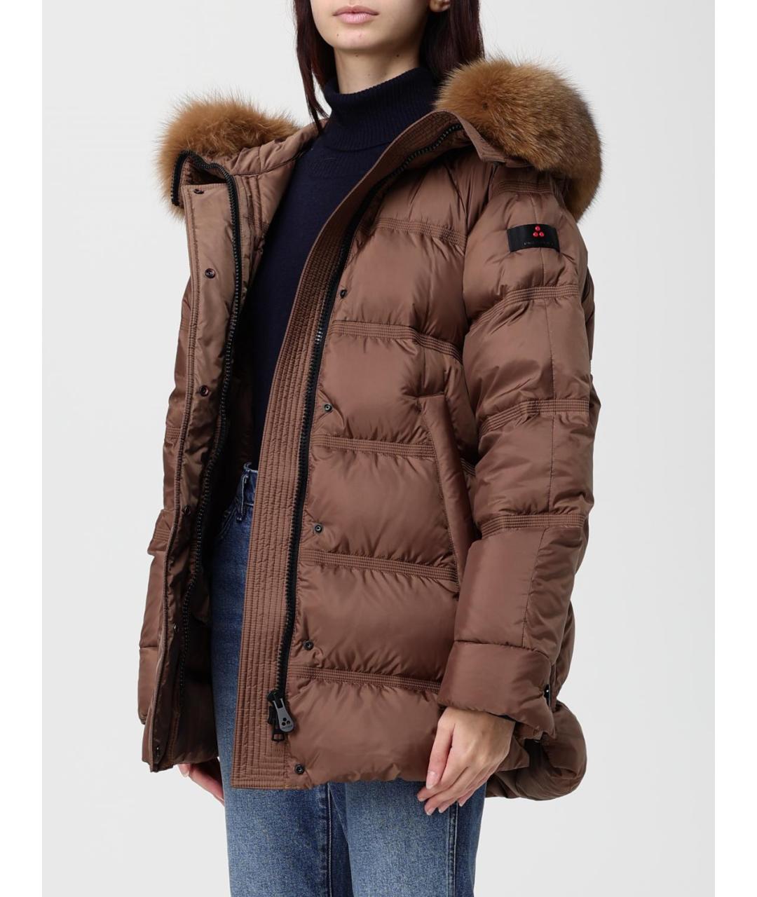 PEUTEREY Коричневый полиэстеровый пуховик, фото 3