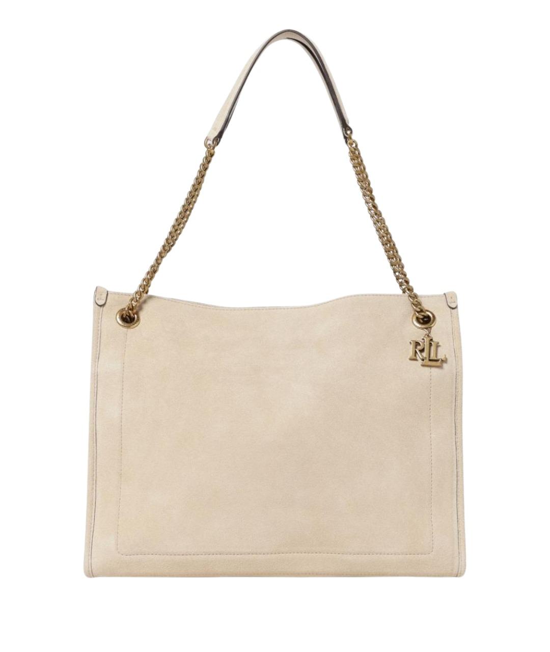 RALPH LAUREN Бежевая кожаная сумка тоут, фото 1