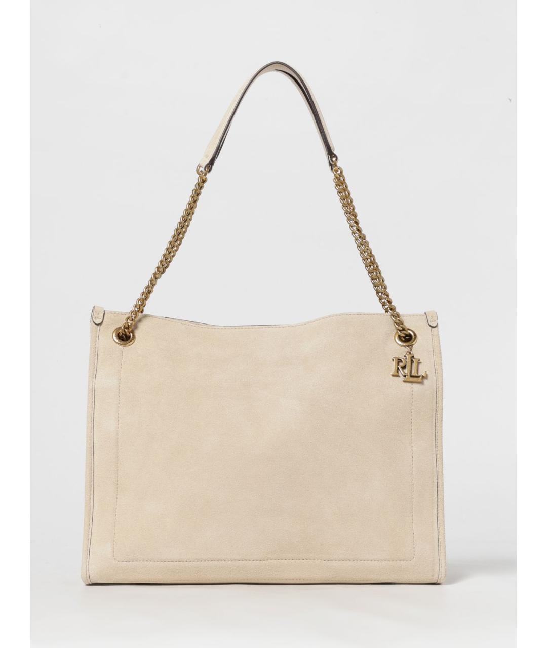 RALPH LAUREN Бежевая кожаная сумка тоут, фото 4