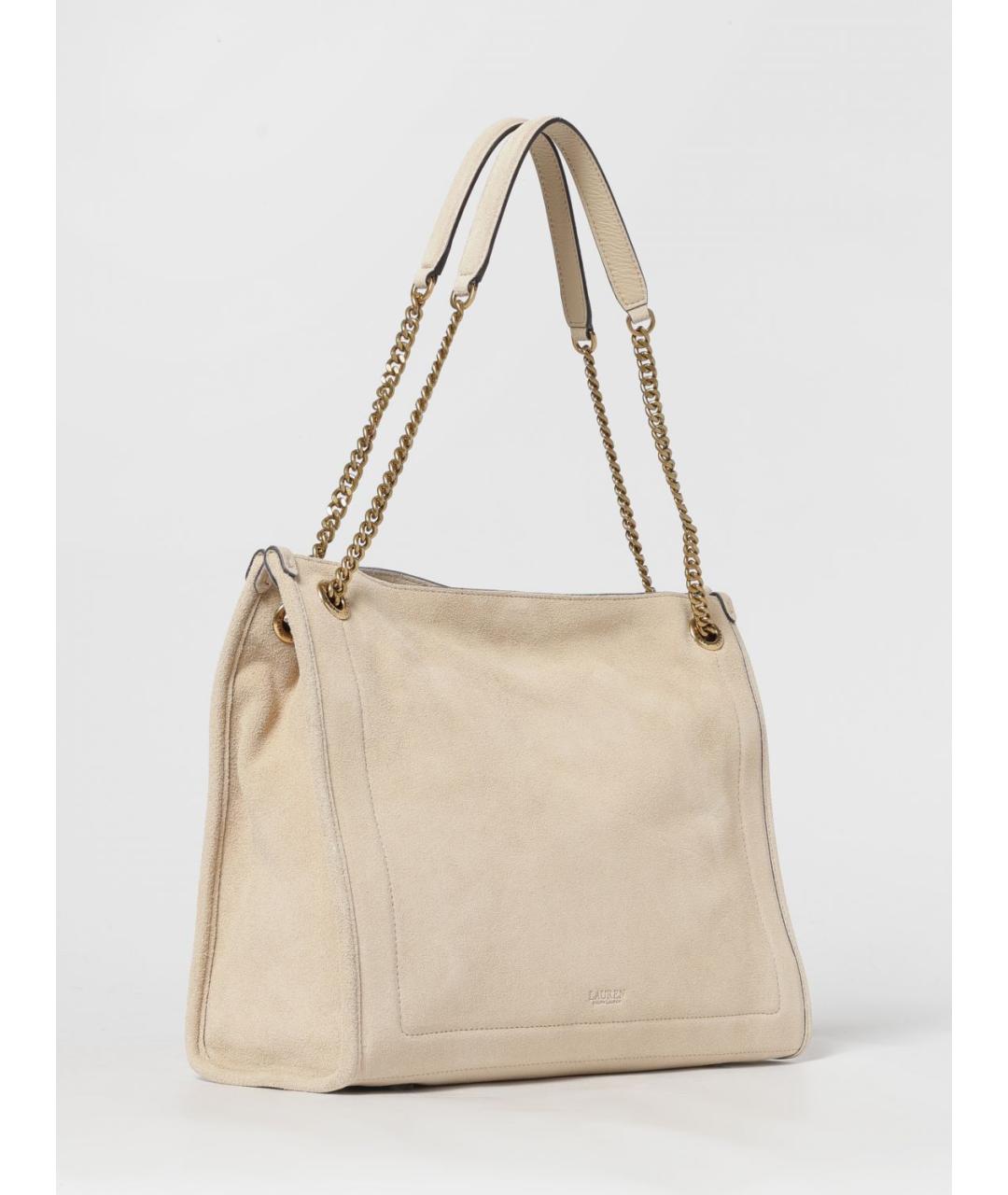 RALPH LAUREN Бежевая кожаная сумка тоут, фото 2