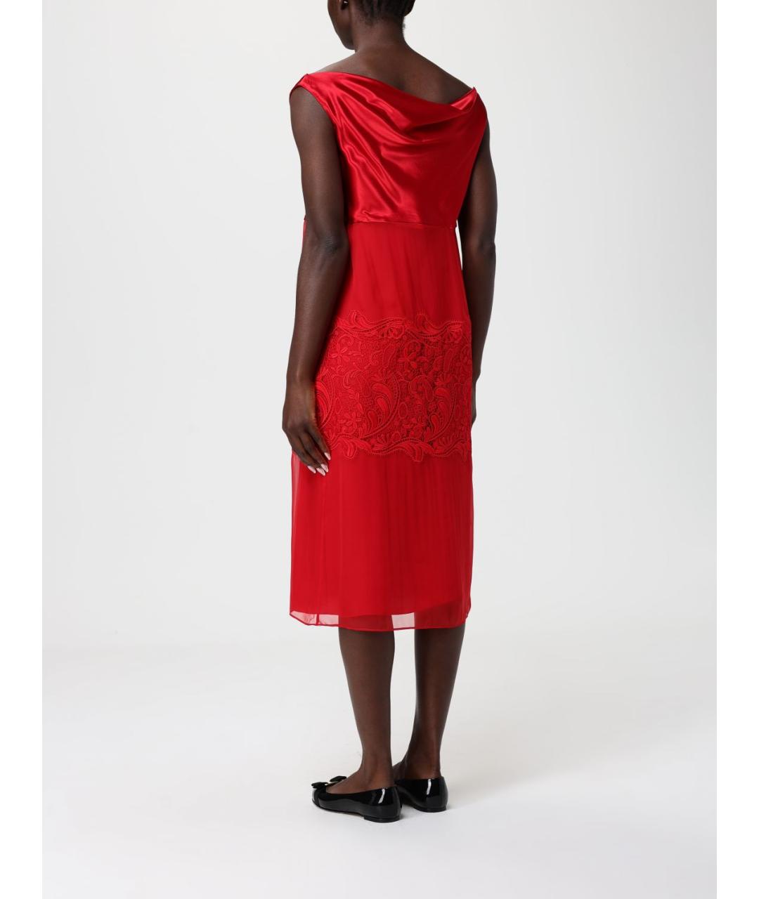 FERRAGAMO Красное шелковое коктейльное платье, фото 2