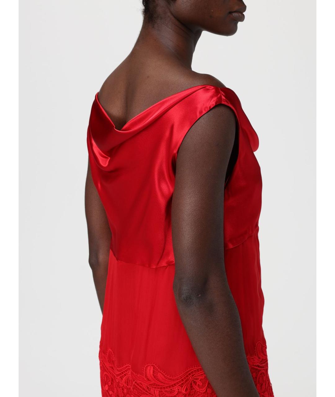 FERRAGAMO Красное шелковое коктейльное платье, фото 4