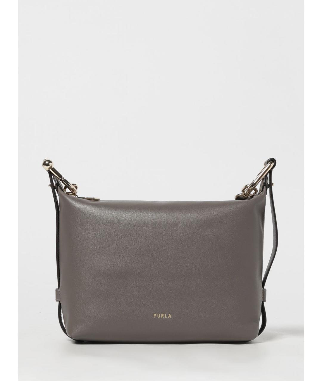 FURLA Серая кожаная сумка через плечо, фото 4