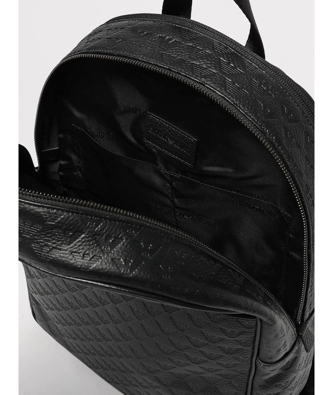 EMPORIO ARMANI Черный кожаный рюкзак, фото 4