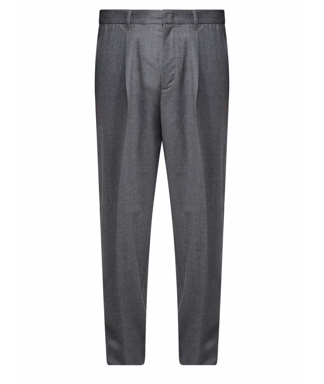 EMPORIO ARMANI Серые шерстяные повседневные брюки, фото 1