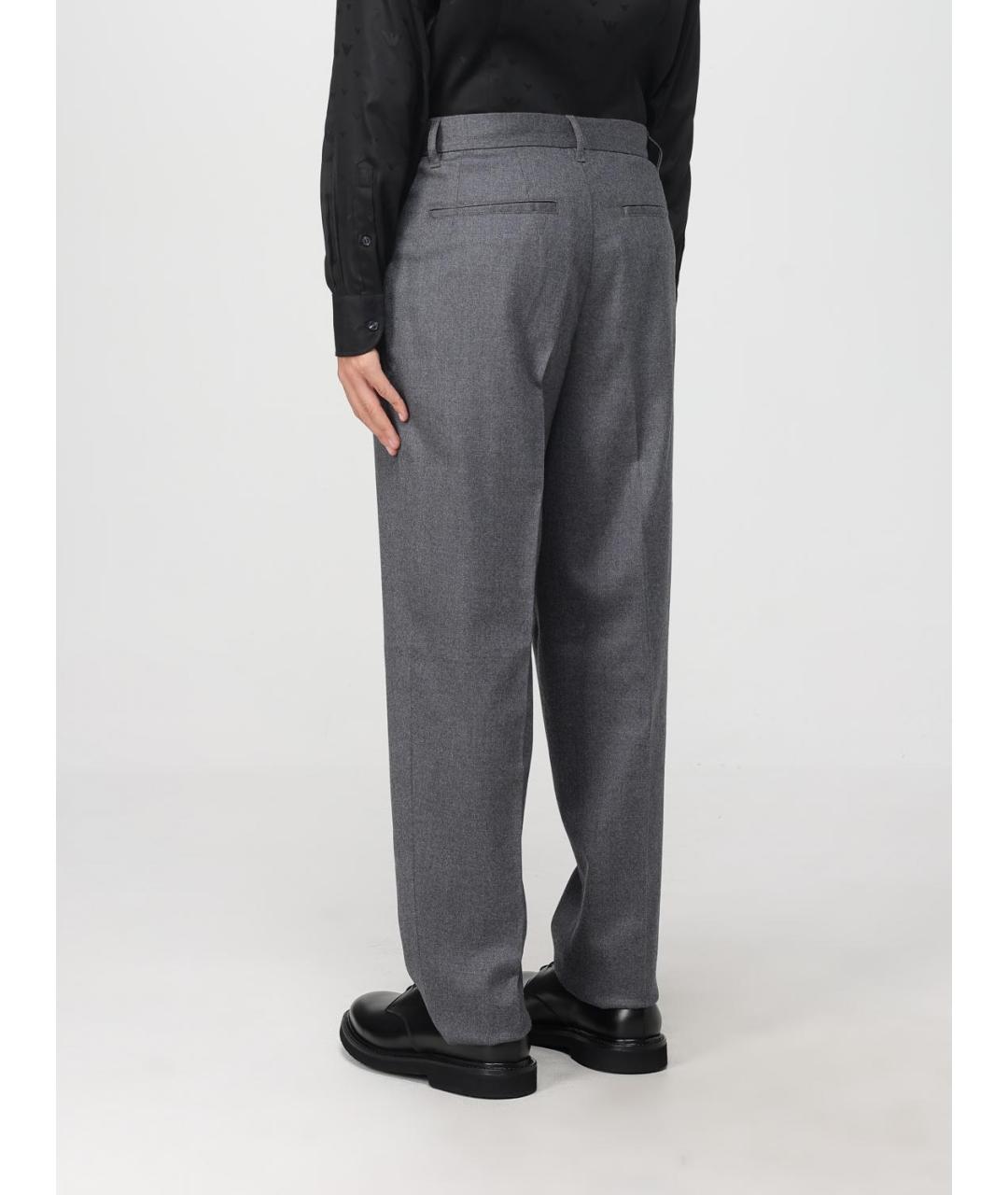 EMPORIO ARMANI Серые шерстяные повседневные брюки, фото 2