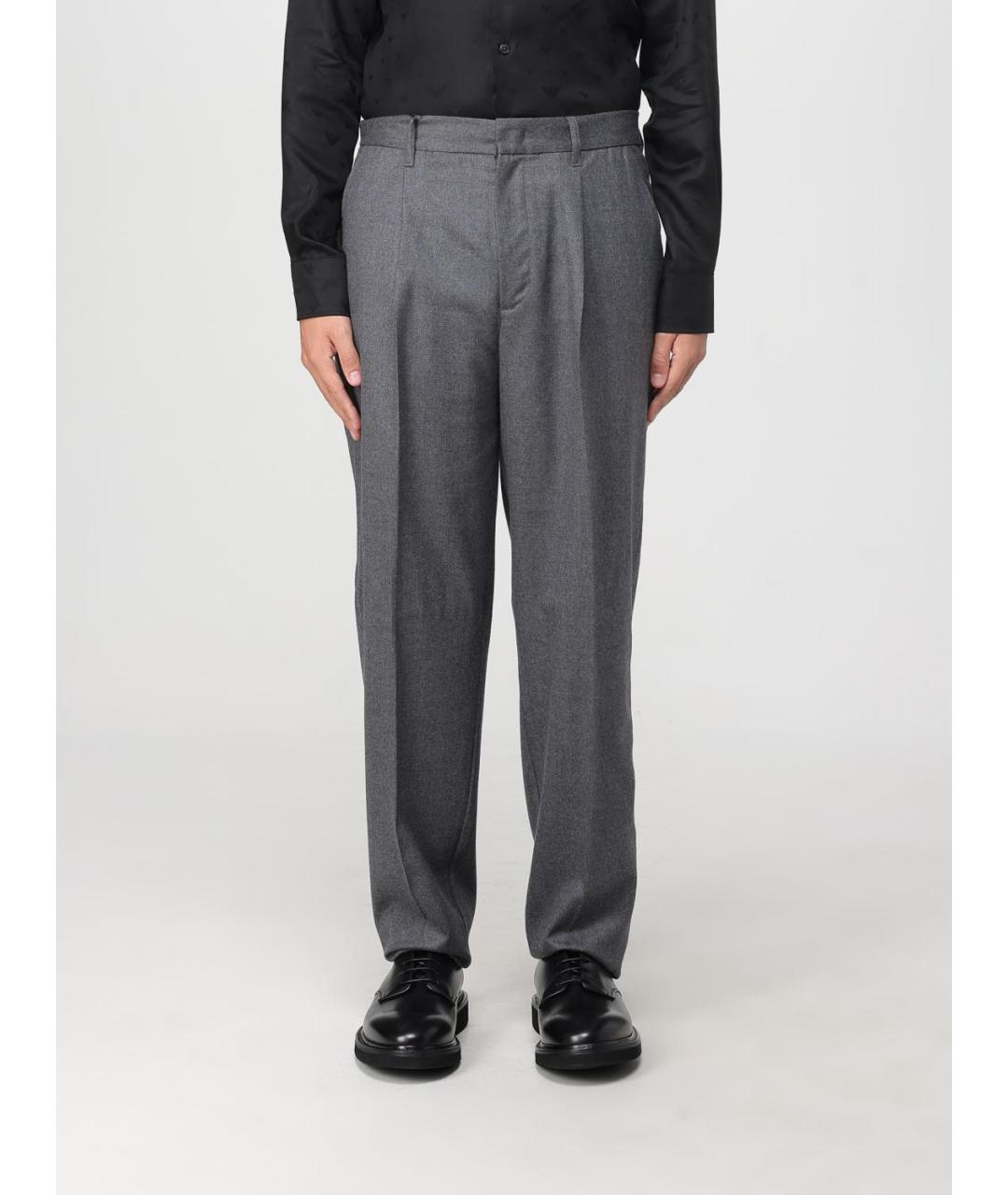 EMPORIO ARMANI Серые шерстяные повседневные брюки, фото 4