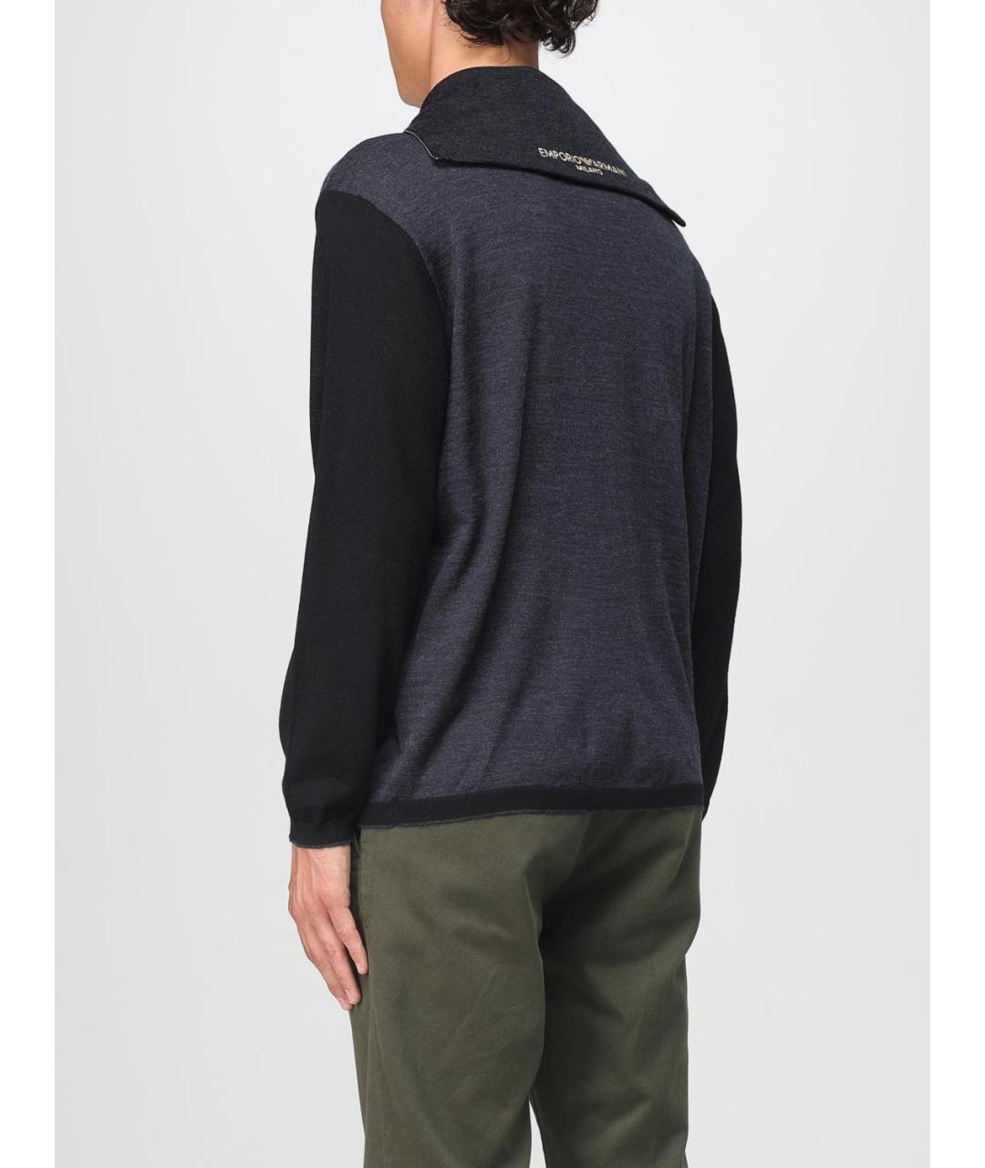 EMPORIO ARMANI Синий шерстяной джемпер / свитер, фото 2