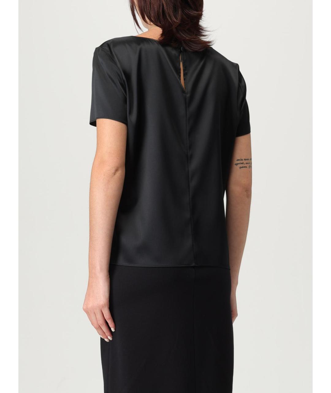 EMPORIO ARMANI Черная шелковая футболка, фото 3