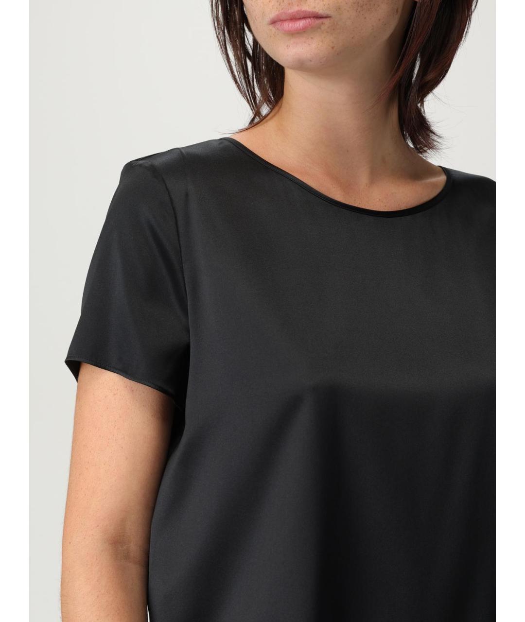 EMPORIO ARMANI Черная шелковая футболка, фото 4