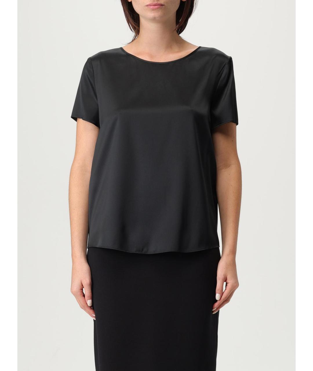 EMPORIO ARMANI Черная шелковая футболка, фото 2