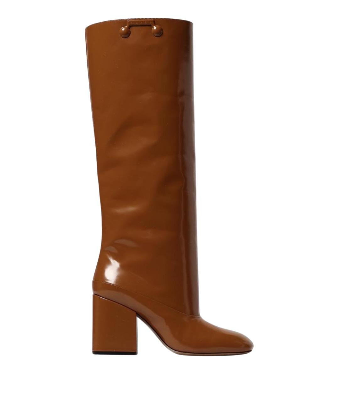 MARNI Коричневые кожаные сапоги, фото 1