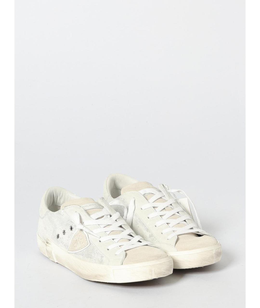 PHILIPPE MODEL Серебряные кожаные кеды, фото 2