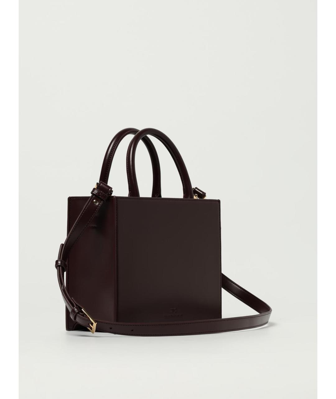 ELISABETTA FRANCHI Бордовая кожаная сумка с короткими ручками, фото 2