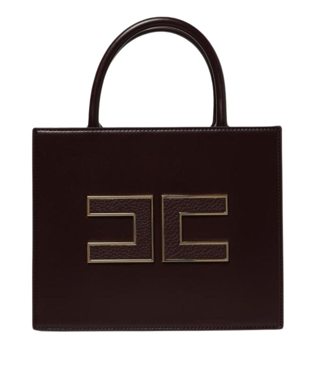 ELISABETTA FRANCHI Бордовая кожаная сумка с короткими ручками, фото 1