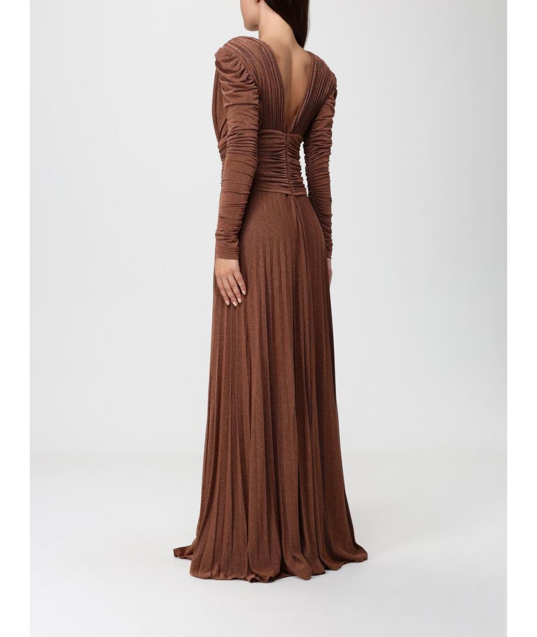 ELISABETTA FRANCHI Золотое вискозное вечернее платье, фото 2