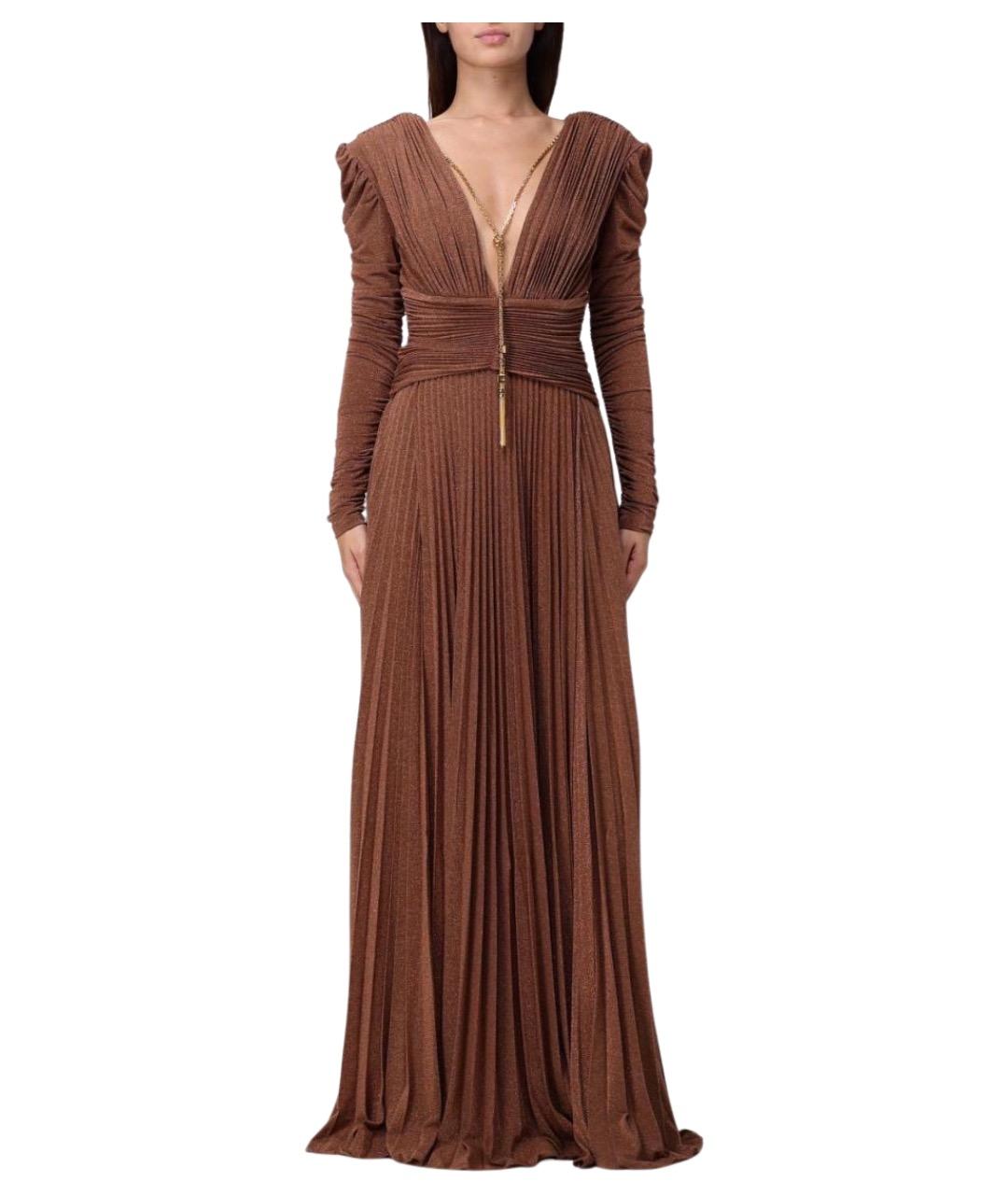 ELISABETTA FRANCHI Золотое вискозное вечернее платье, фото 1