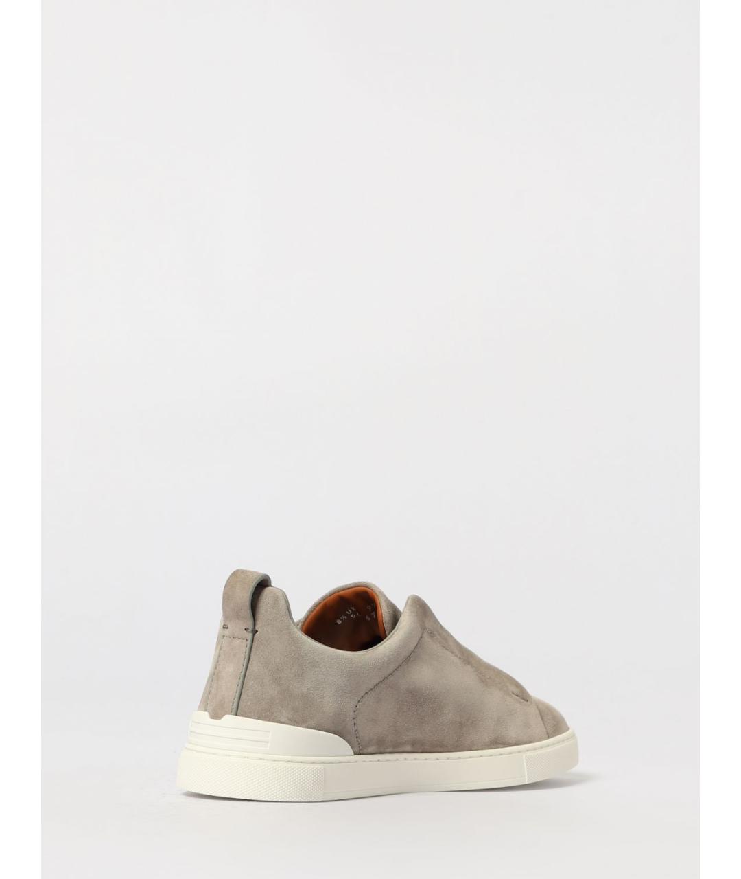 ZEGNA Серые замшевые низкие кроссовки / кеды, фото 3