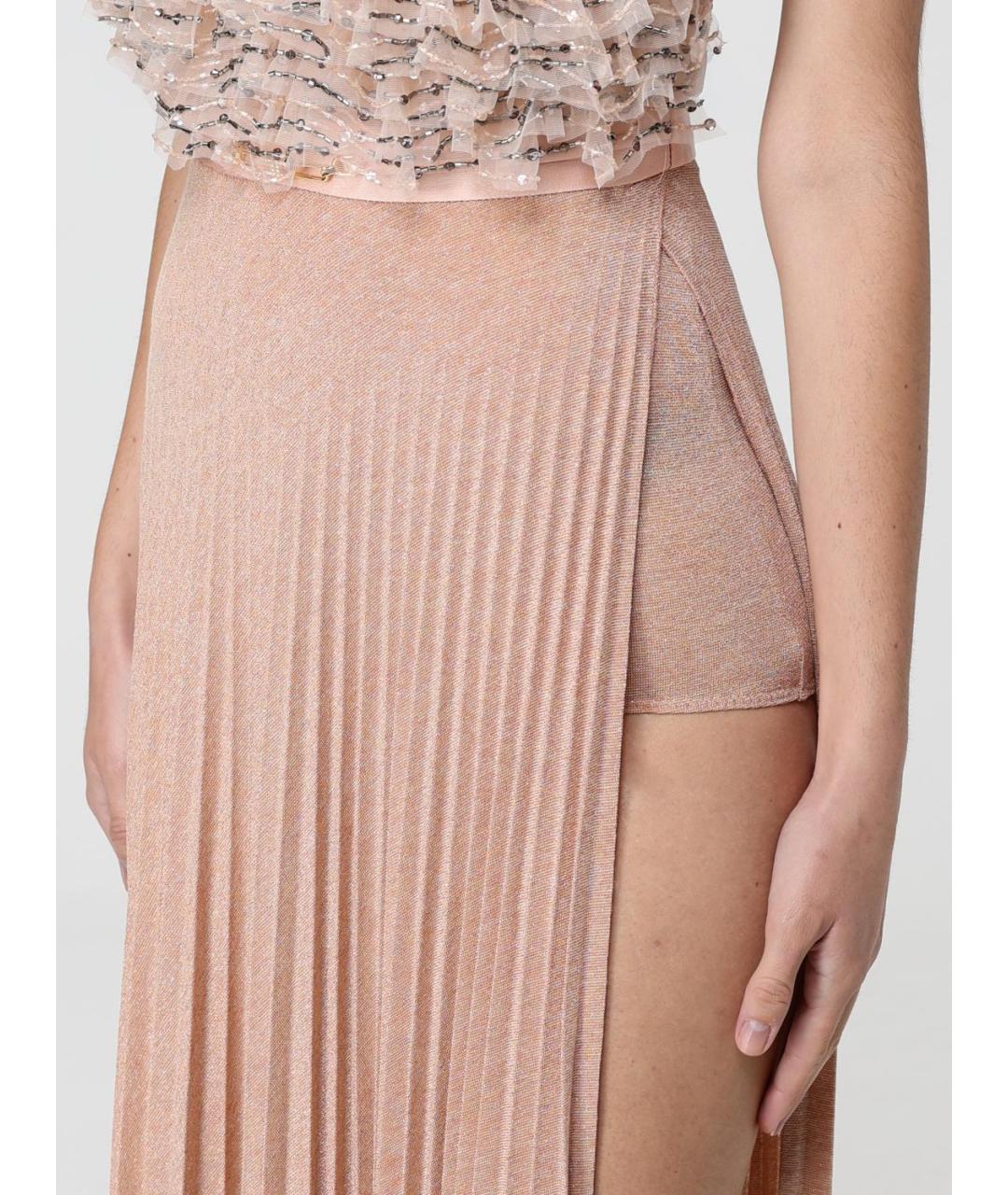 ELISABETTA FRANCHI Бежевое вискозное вечернее платье, фото 4
