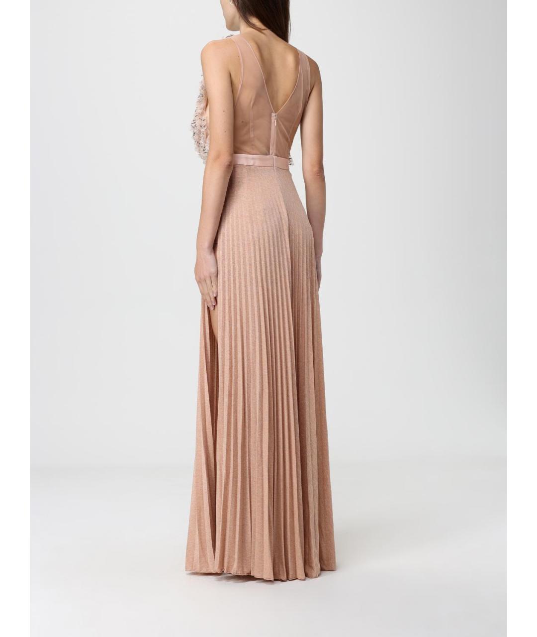 ELISABETTA FRANCHI Бежевое вискозное вечернее платье, фото 2