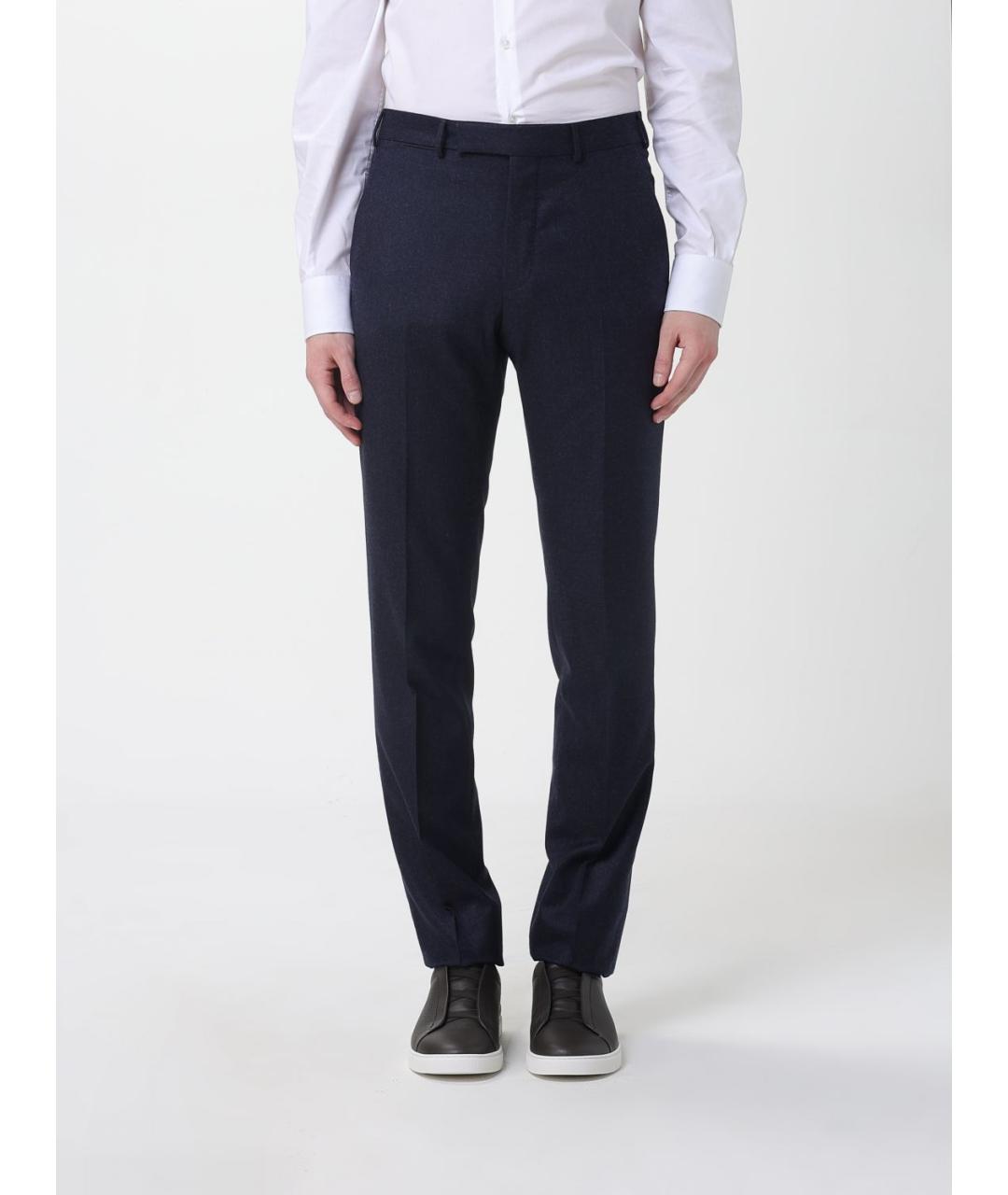 ZEGNA Синие шерстяные классические брюки, фото 6