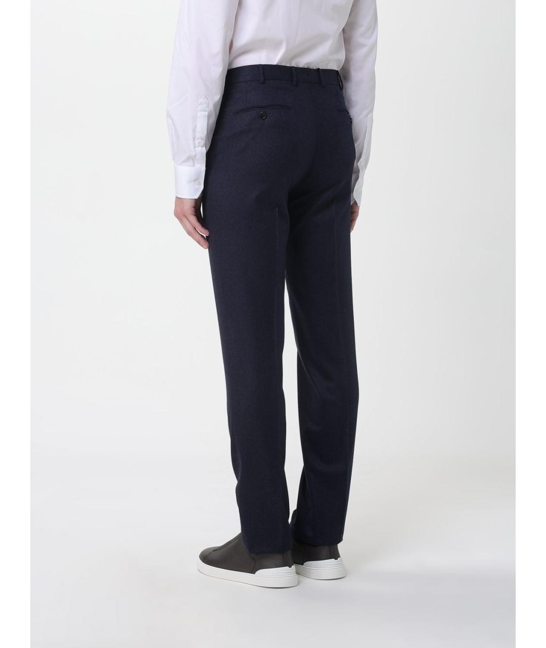 ZEGNA Синие шерстяные классические брюки, фото 3