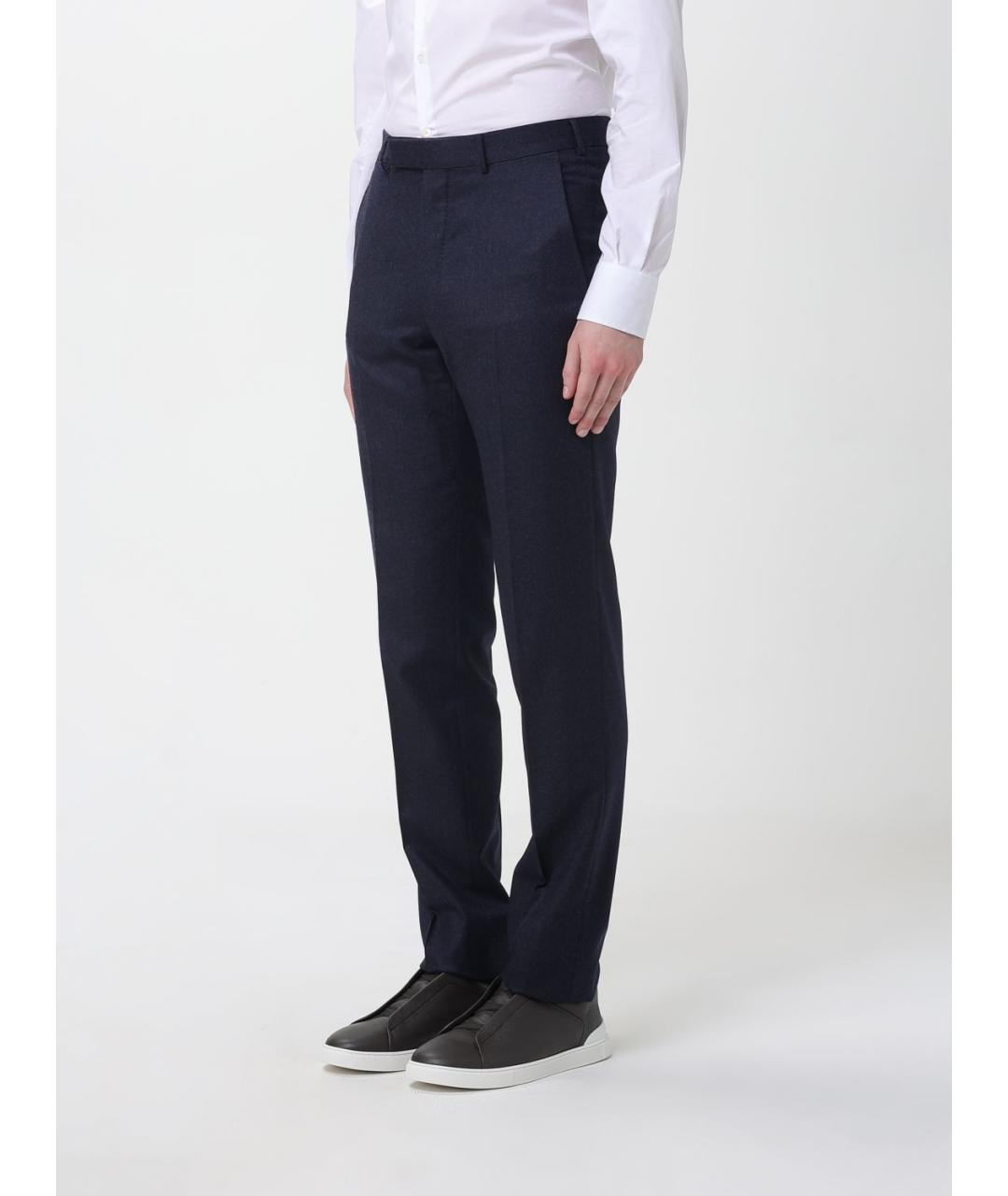 ZEGNA Синие шерстяные классические брюки, фото 4