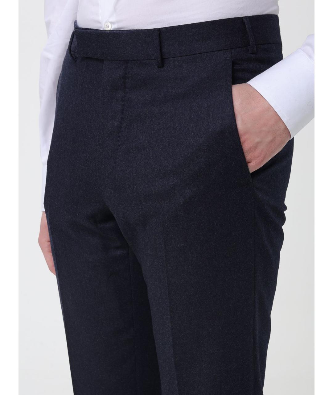 ZEGNA Синие шерстяные классические брюки, фото 5