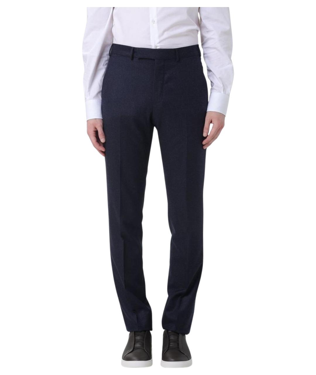 ZEGNA Синие шерстяные классические брюки, фото 1